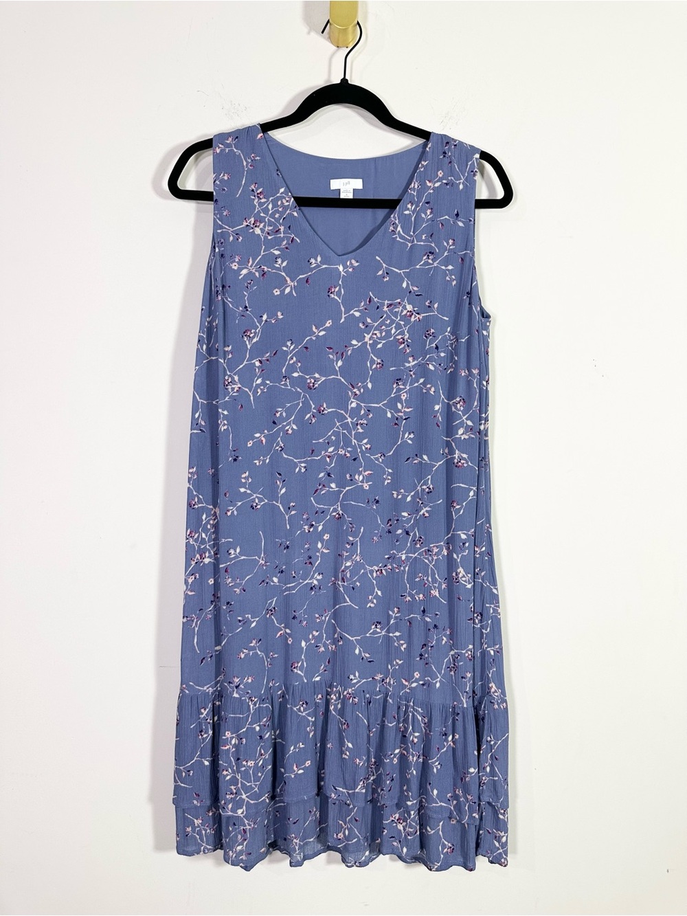 J. Jill Sleeveless V-Neck Blue Floral Mini Shift Dress